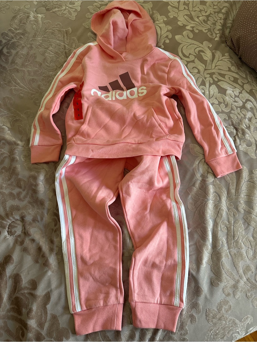 Adidas Kids Pink Hoodie & Joggers Size 6